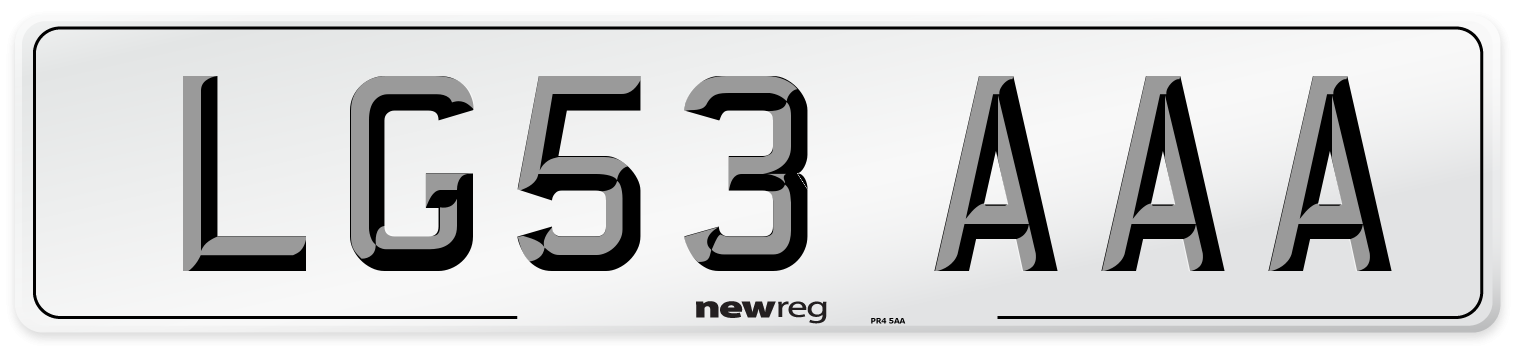 LG53 AAA Number Plate from New Reg